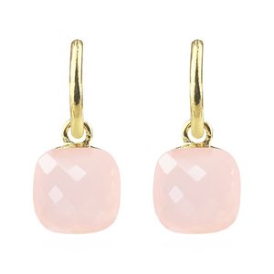 Square Stone Earrings - Light Pink Gold