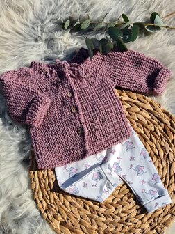 wollen set oud roze grijs