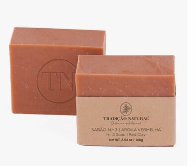 Handgemaakte zeep &quot;No3 Argila Vermelha - Red Clay&quot; Tradicao Natural