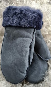 Sheepsjop Wanten leer met lamsvacht voering noli mat diep donkerblauw Unisex