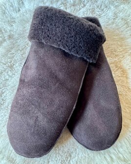 Sheepsjop Wanten leer met lamsvacht voering diep donkerbruin NOLI Unisex
