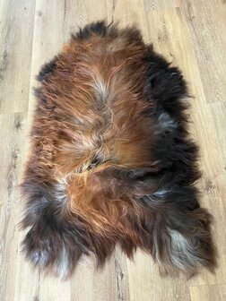 Mega groot IJslands schapenvacht in 4 prachtige tinten donkerbruin, roodbruin &amp; grijs/wit XXL 150x90