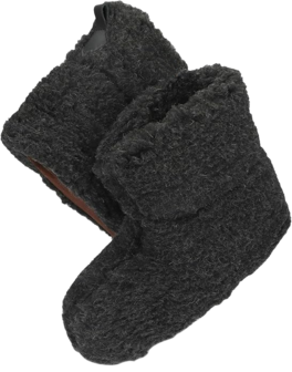 Sheepsjop&reg; Wollen sloffen hoger model met lus - 100% schapenwol, Zwart antraciet