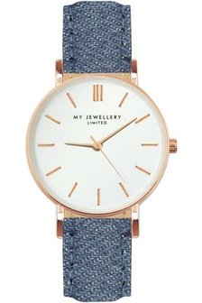 My jewellery limited watch small 2.0 - denim/rosegoud 