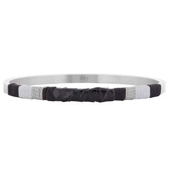 Leather Bangle Black - Silver