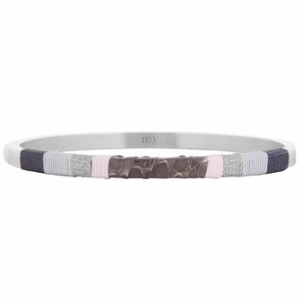 Leather Bangle Grey - Silver