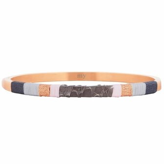 Leather Bangle Grey - Rose