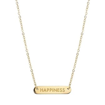 Bar Quote Necklace Happiness - Gold