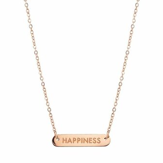 Bar Quote Necklace Happiness - Rose