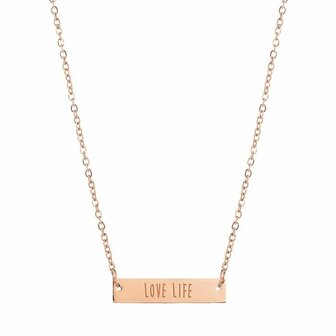 Bar Quote Necklace Love Life - Rose