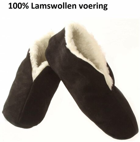 Spaanse sloffen Bernardino 100% wollen voering zwart