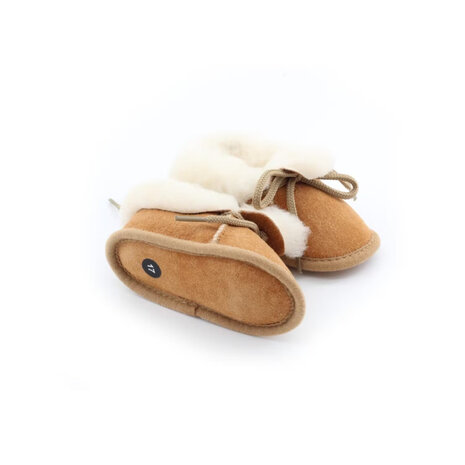 a Babyslofje Schapenvacht Beige, echt leder, maat 16, 17, 18, 19, 20, 21