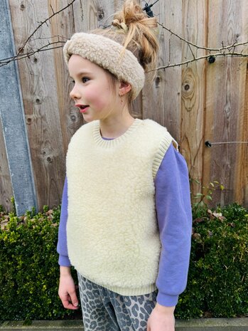 Sheepsjop Spencer Wollie 100% wol LILA OF ECRU