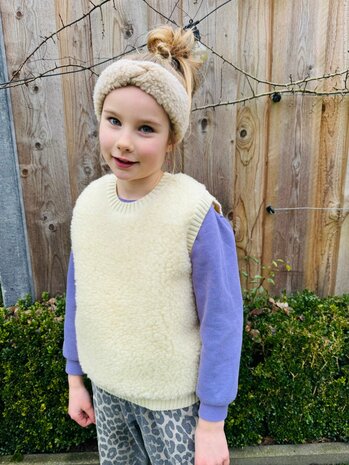 Sheepsjop Spencer Wollie 100% wol LILA OF ECRU