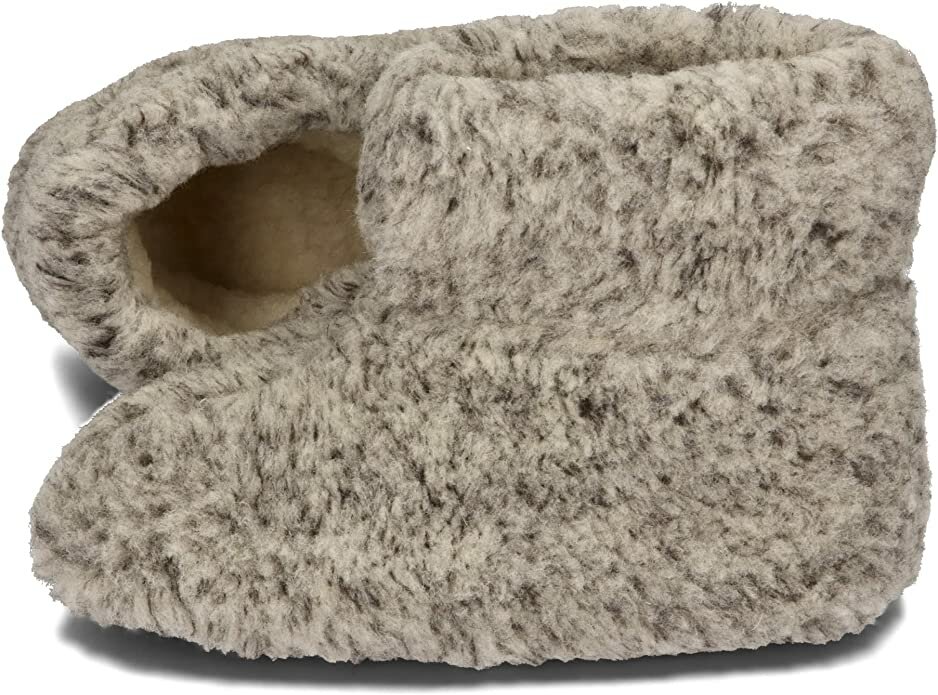 Sheepsjop® Wollen sloffen - 100% schapenwol, Grijs gevlekt