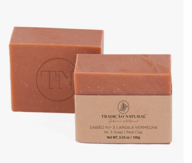 Handgemaakte zeep "No3 Argila Vermelha - Red Clay" Tradicao Natural