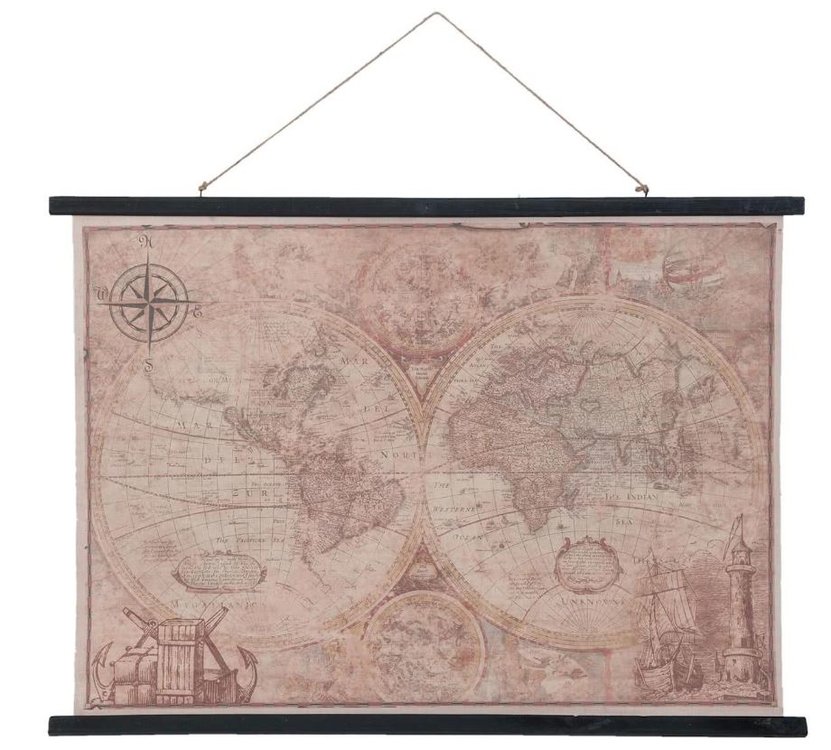Clayre & Eef Wandkaart wereld 105x2x76 cm