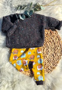Sheepsjop gebreide babyset one of a kind maat 68 / zwart geel