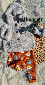 Sheepsjop gebreide babyset one of a kind maat 68 / ecru roest
