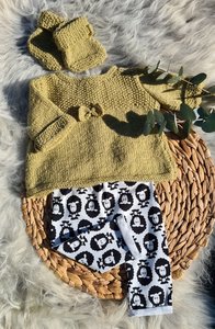 Sheepsjop gebreide babyset one of a kind maat 62 / lime-schaapje