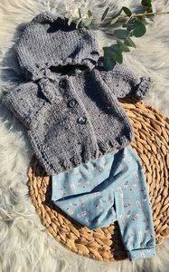 Sheepsjop gebreide babyset one of a kind maat 56 / grijs mint