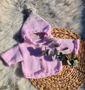 Sheepsjop gebreid babyvestje maat / roze maat 50