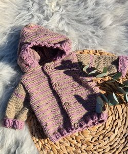 Sheepsjop gebreid babyvestje maat / roze beige maat 50-56