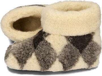 Sheepsjop® Wollen sloffen - 100% schapenwol, Creme geruit