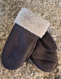 Sheepsjop Wanten leer met lamsvacht voering noli zwart met wit Unisex