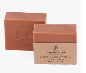 Handgemaakte zeep "No3 Argila Vermelha - Red Clay" Tradicao Natural