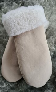 Sheepsjop Wanten leer met lamsvacht voering mat licht ecru Unisex