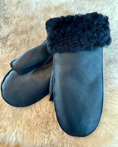 Sheepsjop Wanten leer met lamsvacht voering zwart NOLI Unisex