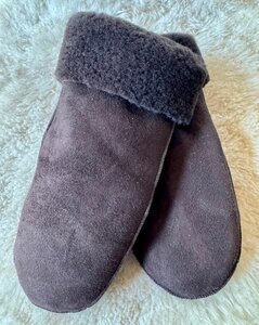 Sheepsjop Wanten leer met lamsvacht voering diep donkerbruin NOLI Unisex