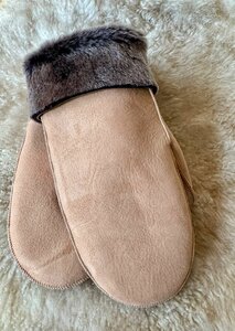 Sheepsjop Wanten leer met lamsvacht voering mat cremebruin NOLI Unisex