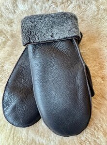 Sheepsjop Wanten leer met lamsvacht voering semi glans diep donkerbruin NOLI Unisex