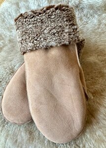 Sheepsjop Wanten leer met lamsvacht voering mat cremebruin krul NOLI Unisex