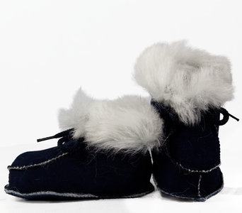  Babyslofje Bernardino Navy, echt leder, mt 18,19 en 20